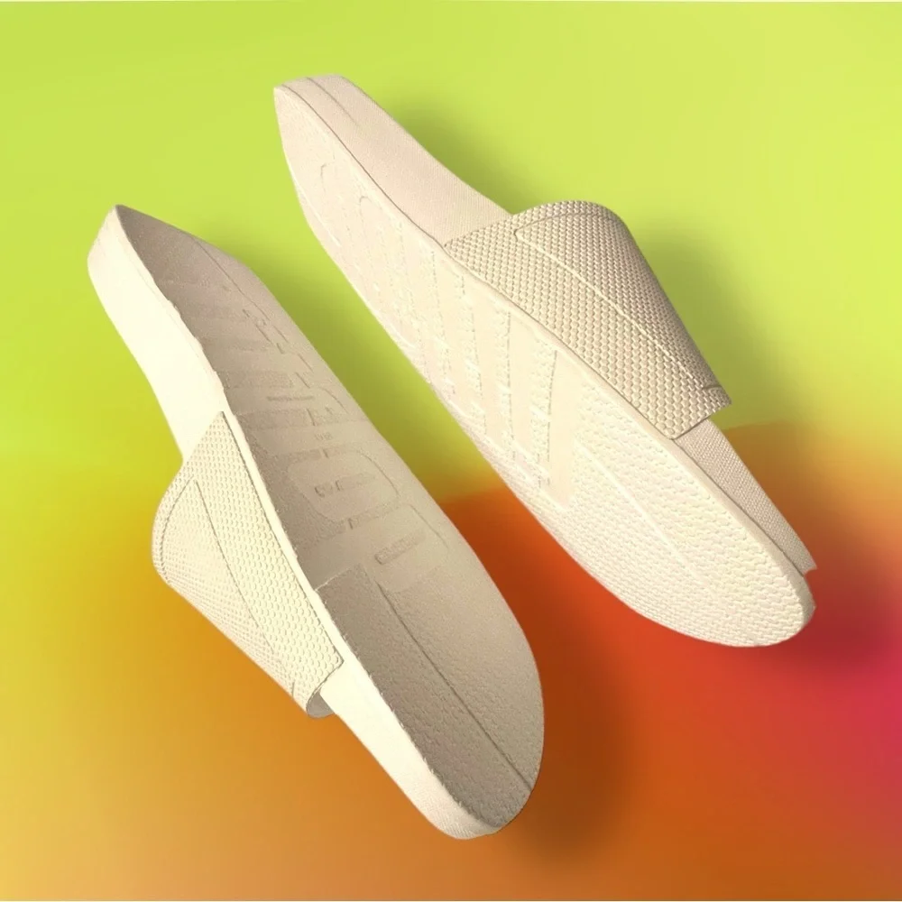 Men's iQUSHION Pool Slides Rubber White Red Size 10